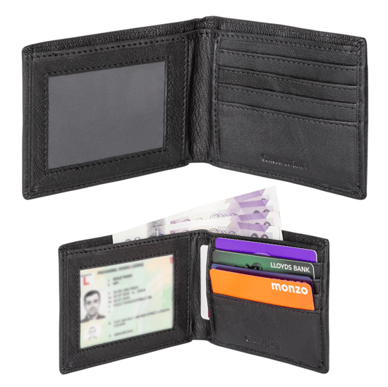 Men’s Genuine Leather RFID Wallet with 4 Card Slots, ID Window & Zipped Coin Pocket - Image 2