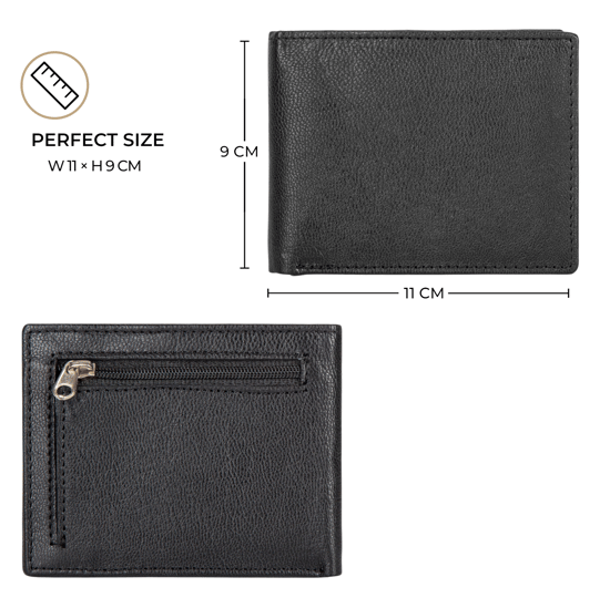 Men’s Genuine Leather RFID Wallet with 4 Card Slots, ID Window & Zipped Coin Pocket - Image 5