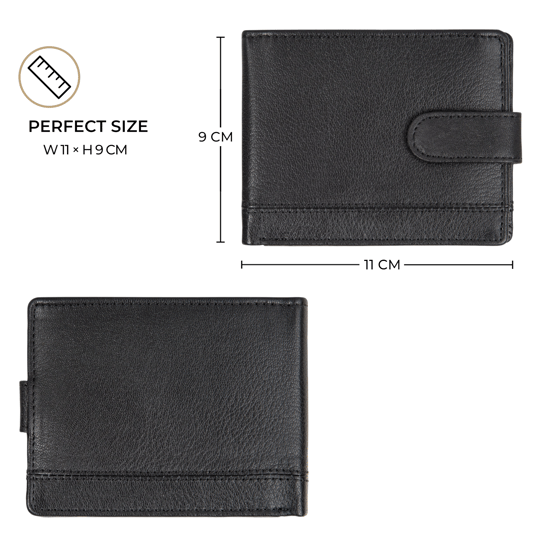 Men’s Genuine Leather RFID Slim Bifold Wallet with 8 Card Slots, Black - Image 5