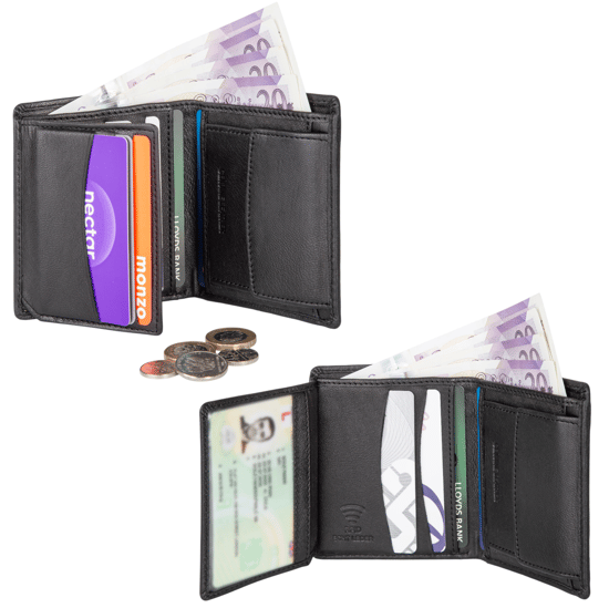 Men’s Genuine Leather RFID Wallet with 6 Card Slots, ID Window & Button Coin Pocket - Image 2
