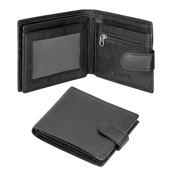 Men’s Genuine Leather RFID Wallet with 5 Card Slots, 2 ID Windows & Zipped Coin Pocket - Image 1