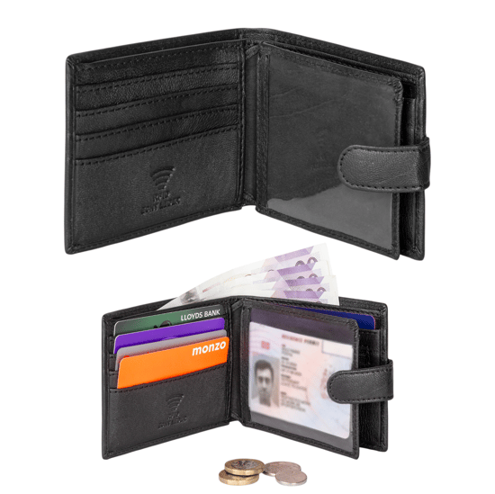 Men’s Genuine Leather RFID Wallet with 5 Card Slots, 2 ID Windows & Zipped Coin Pocket - Image 3