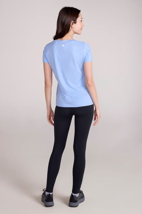 'Vitality' Women's V Neck Tee Quick Wicking Comfy T-Shirt Light Blue - Image 3