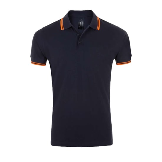 SOLS Heren Pasadena Poloshirt (Franse marine/Neon Orange) - Image 1