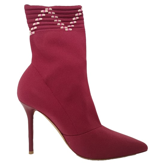 Malone Souliers Mariah Ankle Boots in Burgundy Cotton - Image 1