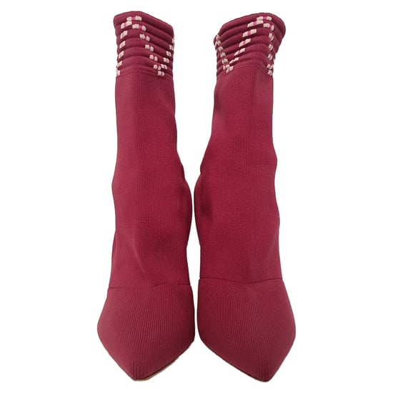 Malone Souliers Mariah Ankle Boots in Burgundy Cotton - Image 2
