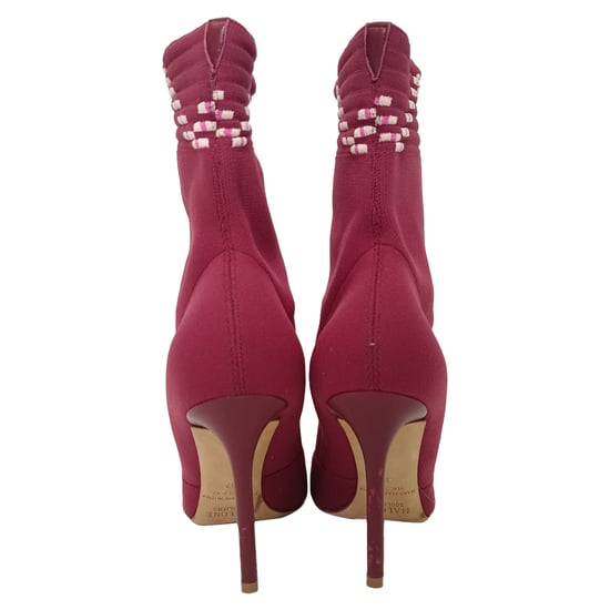 Malone Souliers Mariah Ankle Boots in Burgundy Cotton - Image 3