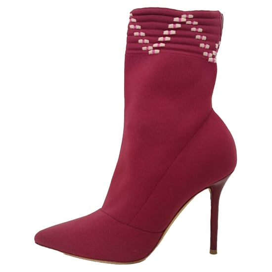 Malone Souliers Mariah Ankle Boots in Burgundy Cotton - Image 4