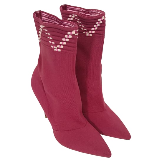 Malone Souliers Mariah Ankle Boots in Burgundy Cotton - Image 5