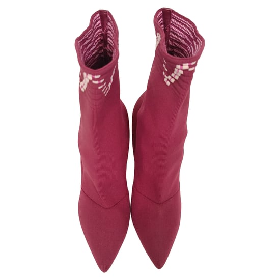 Malone Souliers Mariah Ankle Boots in Burgundy Cotton - Image 6