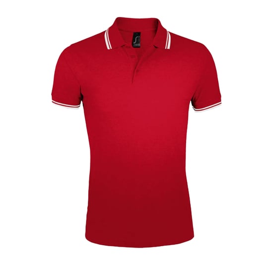SOLS Heren Pasadena Poloshirt (Rood/Wit) - Image 1