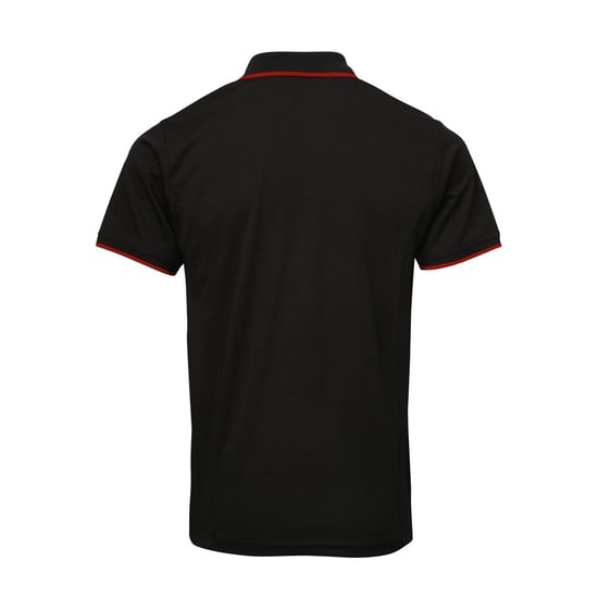 Premier Herencontrast Coolchecker Polo Shirt (Zwart/Rood) - Image 2