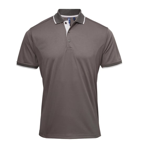Premier Herencontrast Coolchecker Polo Shirt (Donkergrijs/zilver) - Image 1