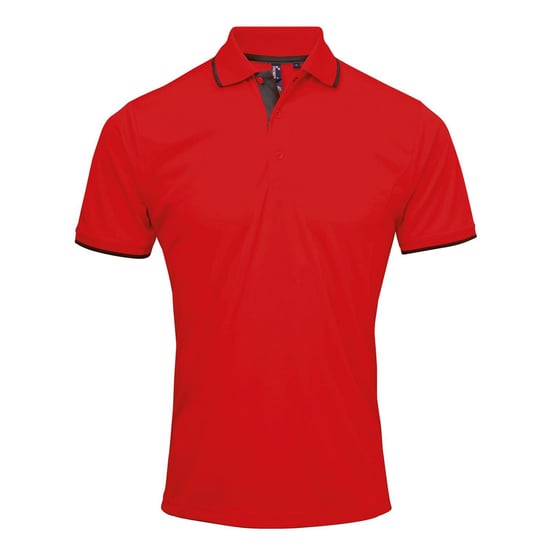 Premier Herencontrast Coolchecker Polo Shirt (Rood/zwart) - Image 1