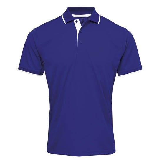 Premier Herencontrast Coolchecker Polo Shirt (Koningsblauw/Wit) - Image 1