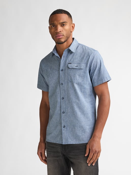 Petrol Industries - Solid Linnenmix Korte Mouwen Shirt Tracker Heren - Licht Indigo - Image 3