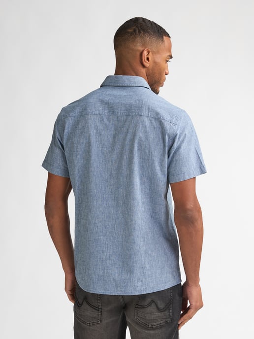 Petrol Industries - Solid Linnenmix Korte Mouwen Shirt Tracker Heren - Licht Indigo - Image 4