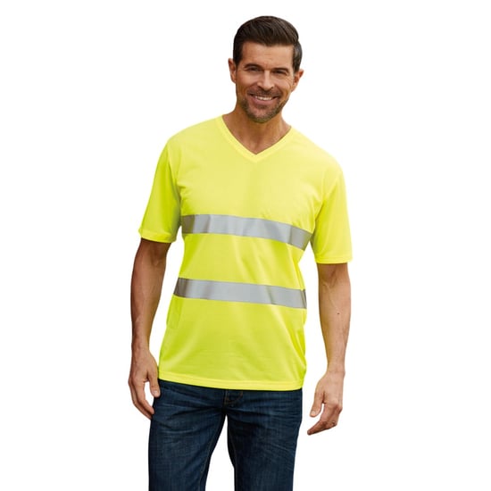 Yoko Heren Fluo Hi-Vis Ultra Light V Hals T-shirt (Geel) - Image 2