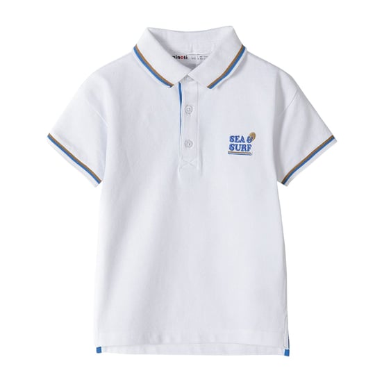 Minoti Jongens Poloshirt met Contrast Stippen (Wit) - Image 1