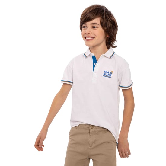 Minoti Jongens Poloshirt met Contrast Stippen (Wit) - Image 4