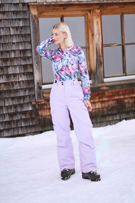 'Glaze' Women's Snow Pants Casual Straight Leg Adjustable Waist Winter Trouser Lilac - Image 1