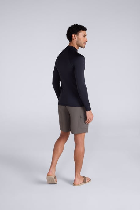 'Sonny' Men's Logo Rash Vest with Raglan Sleeves Sun Protection Quick Dry Swimwear Black - Image 6