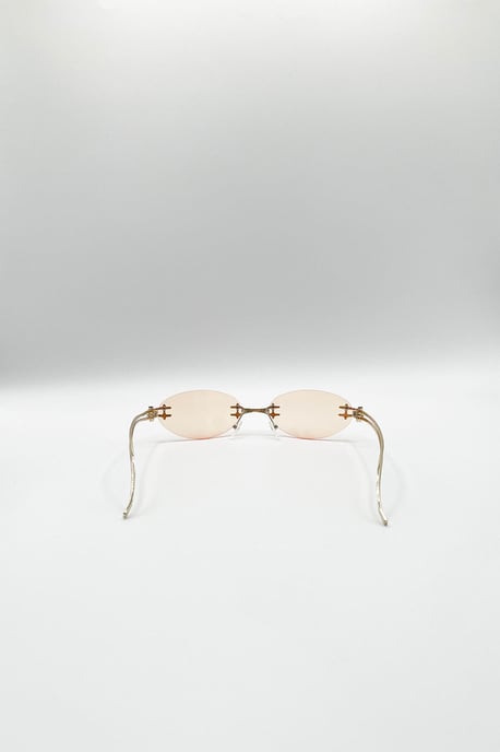 Rimless Oval Sunglasses In Brown - Image 5