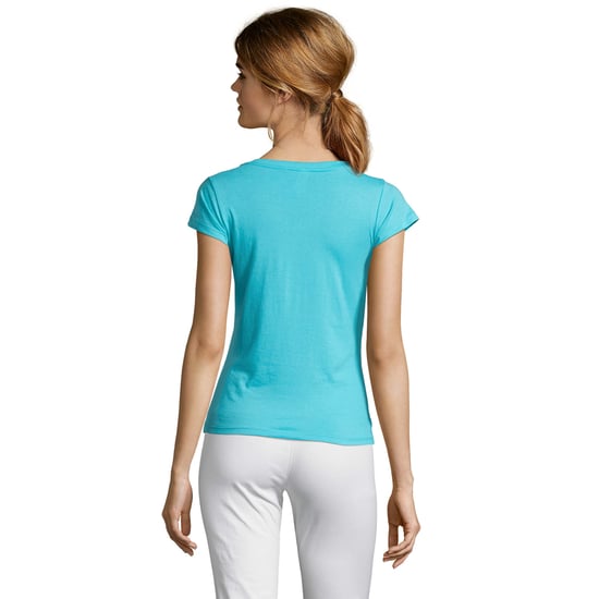 SOLS Womens/Ladies Moon V Neck T-Shirt (Atoll Blue) - Image 2