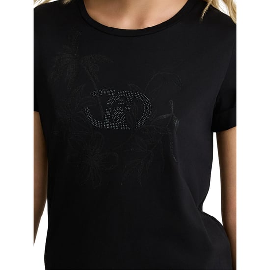 Liu Jo Dames/Dames Bloemen Regular T-shirt (Zwart) - Image 3