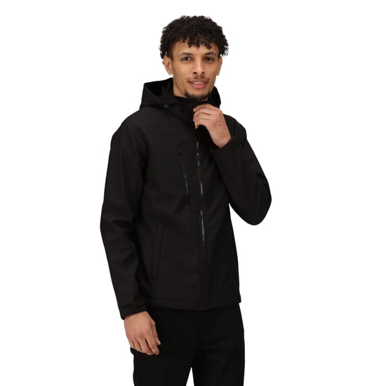 Regatta Heren Venturer 3 Layer Hooded Soft Shell Jacket (Zwart) - Image 3