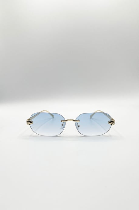 Jaguar Detail Rimless Sunglasses In Blue - Image 2