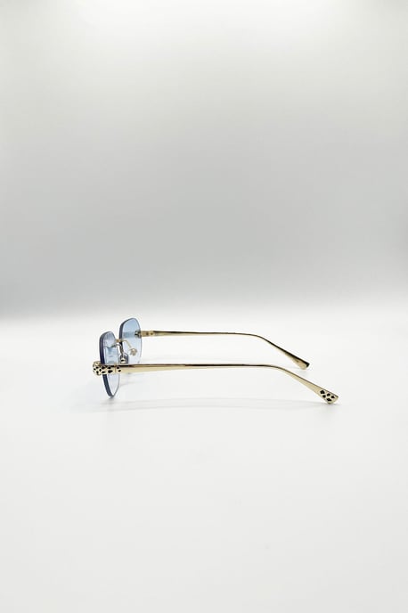 Jaguar Detail Rimless Sunglasses In Blue - Image 4