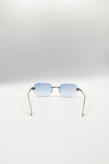 Jaguar Detail Rimless Sunglasses In Blue - Image 5