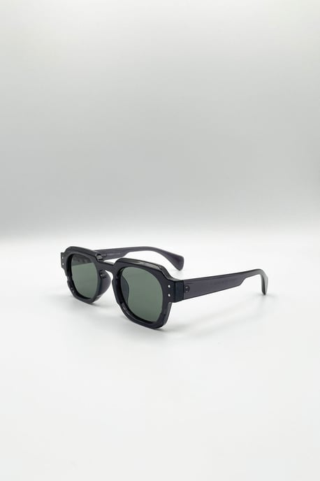 Angular Wayfarer Sunglasses In Grey - Image 3