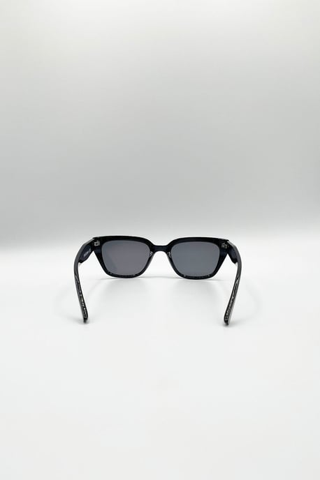 Classic Square Cat Eye Sunglasses In Black - Image 5