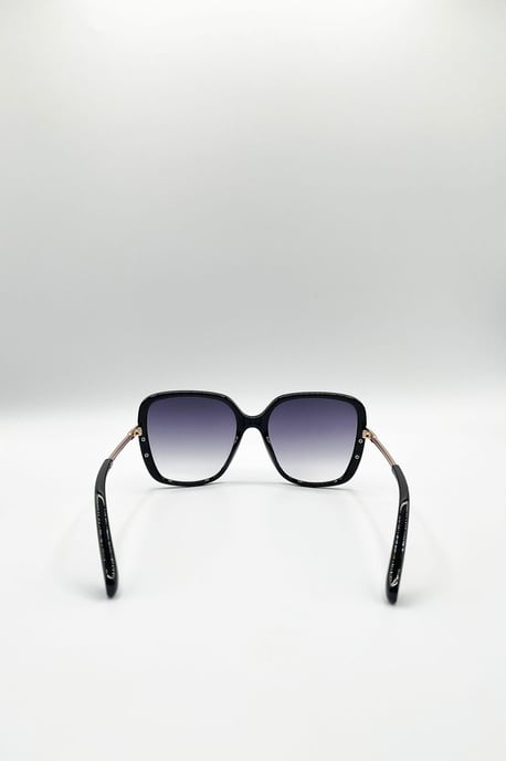 Oversized Square Sunglasses In Black Grey - Image 5