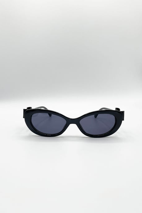 Bow Side Detail Sunglasses In Black - Removeable Bow - Image 2