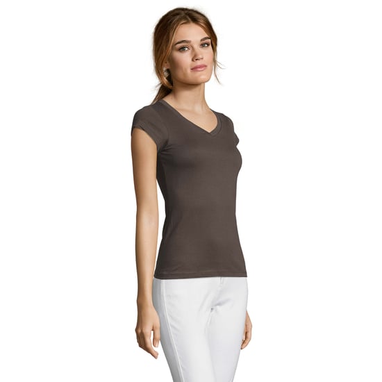 SOLS Dames/Dames Maan V Hals T-shirt (Donkergrijs massief) - Image 3