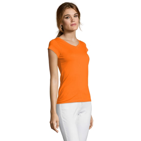 SOLS Dames/Dames Maan V Hals T-shirt (Oranje) - Image 3