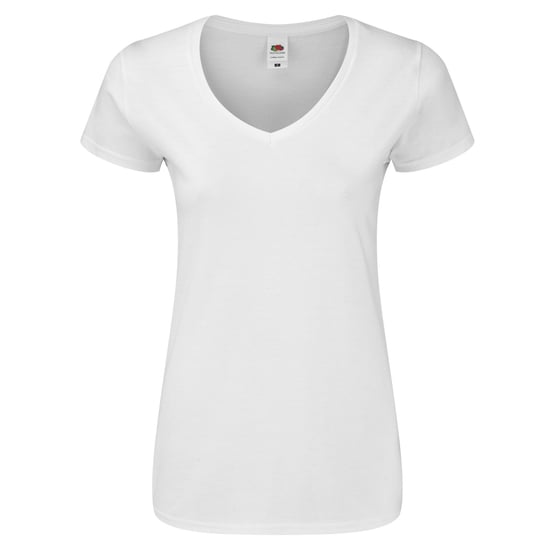 Fruit of the Loom Womens/Ladies Iconic 140 V Neck T-Shirt (White) - Image 1