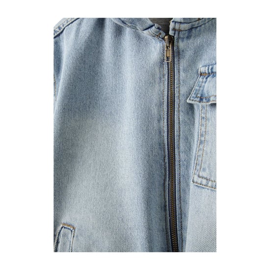Minoti Jongens Denim Full Zip Jack met capuchon (Lichtblauw) - Image 3