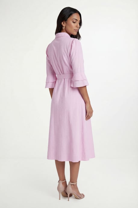 Petite Cotton Dobby Ruffle Shirt Dress - Image 3