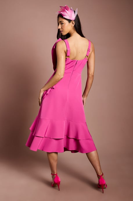 Lisa Tan Statement Bow Crepe Midi Dress - Image 3