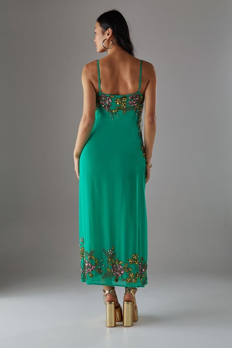 Petite Hand Embellished Strappy Bias Midi Dress - Image 3