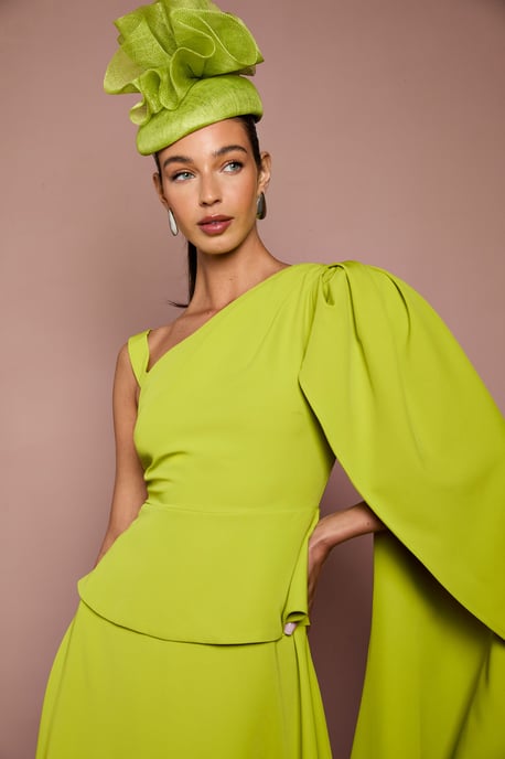 Lisa Tan Cape Shoulder Crepe Midi Dress - Image 2