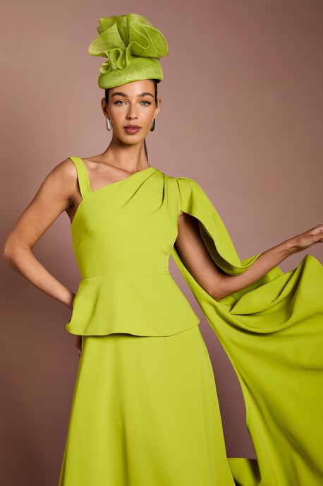 Lisa Tan Cape Shoulder Crepe Midi Dress - Image 4