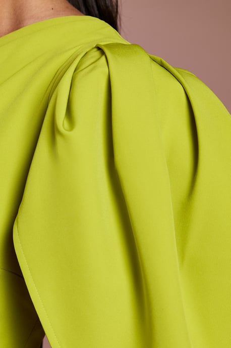 Lisa Tan Cape Shoulder Crepe Midi Dress - Image 5