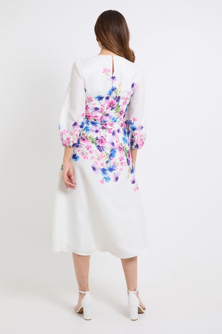 Floral Balloon Sleeve Midi Dress - Image 3