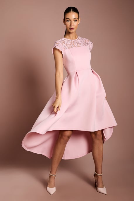 Lace Top Scuba Skirt Occasion Dress - Image 1