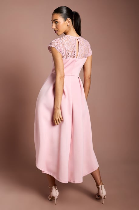 Lace Top Scuba Skirt Occasion Dress - Image 3